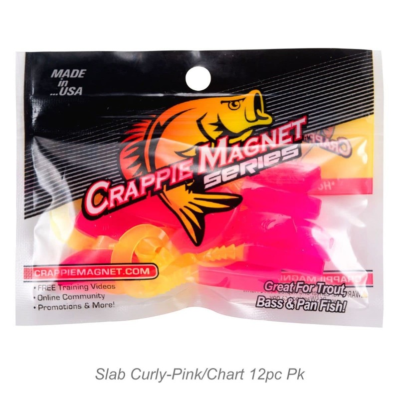 Fin Commander Slab Curly 12-Piece Curly Tail Jig Pack, Pink/Chartreuse