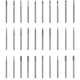 Wolfride 30 Pcs 0.09 inch (2.35 mm) Shaft Mini Router Bit, Router Bit, Carbide Bar, For Cutting and Polishing, Pen Router, Polishing Bit, Various Types, DIY Tools, PVC Box Included