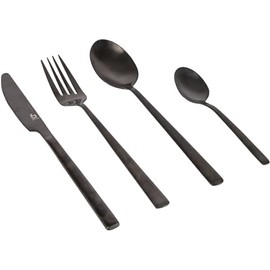 Bo-Camp Corson Camping Cutlery Set Travel Cutlery Set Stainless Steel 16-Piece Black