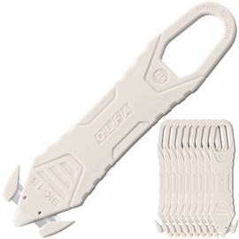 OLFA 238BW-10P Caicone Unpacking Cutter, 10 Pieces, White, Stainless Steel Blade, Single Use Type
