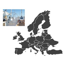 Generisch Europa Compass Sticker (RPT 53) (9 cm, Dark Grey 7/1) - Waterproof, UV Resistant