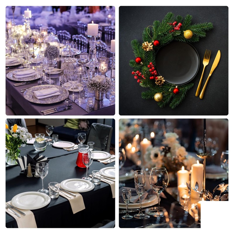 Perel Table Cover for Rectangular Table - Arched Black