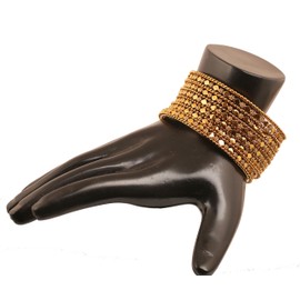 Touchstone "Golden Bangle Collection Beautifully Hand Hammered Exotic Grain Work Wrist Filler Indian Bollywood Designer Jewelry Metal Bangle Bracelets In Antique Gold Tone For Women. Set Of 13