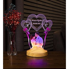 Geschenkelampe Gift lamp photo gift customizable with your own photo and text in 3D pictures LED motif lamp engrave wedding heart (anniversary photo lamp)
