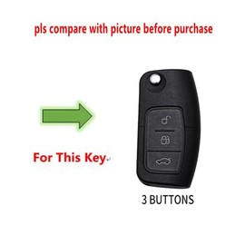 OTMIK Zinc Alloy Car Fold Key Cover Cases fit for Ford Fiesta Focus 2 Ecosport Kuga with Fluorescent Tricolor Strip 3 Buttons (Matte)