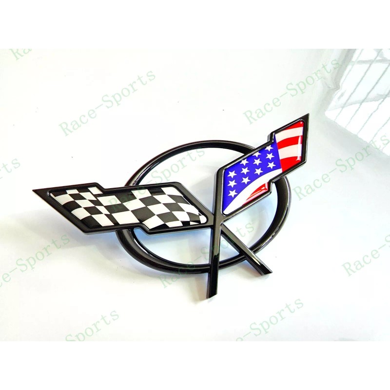 AUTO 2PC Black Front & Rear Deck Lid Cross Blue