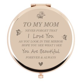 NiuZi-cao Gifts for mom - I Love You mom Gift Rose Gold Compact Mirror - Romantic Gifts for Her Birthday, Wedding Anniversary, Valentines Day, Mother's Day Thanksgiving Day