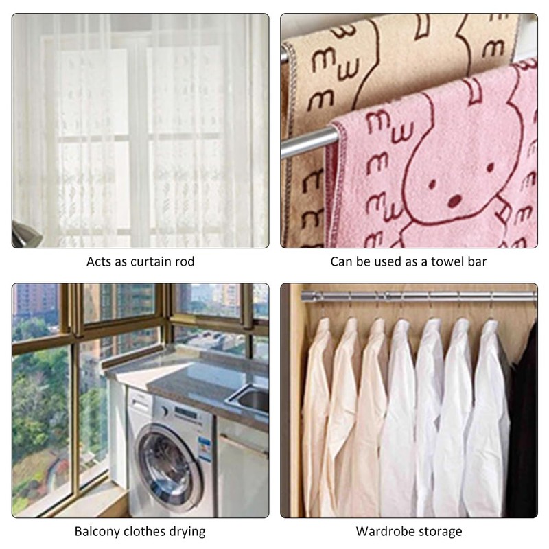 Adjustable Clothes Rail, No Drilling, Extendable Clothes Rail for Cupboard,