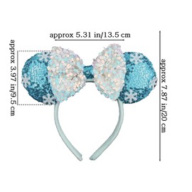 JIAHANG 3D Seuqin Mouse Ear Headband, Hair Bow Hairband with Snowfalke, Park Party Headwear for Women Girls