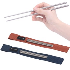 SANTTA Titanium Chopsticks with Compact Carrying Case - Reusable Travel Chopsticks- Lightweight Cutlery for Camping | 2 Pairs