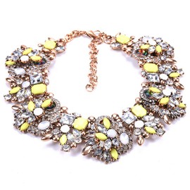 Zthread Bib Statement Necklace Colorful Glass Crystal Collar Choker Necklace for Women Fashion Accessories, crystal-metal, Rhinestone