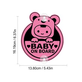 Baby on Board Stickers for Cars, Nouiroy Cute Baby Koala Baby in Car Sign Decals with 2 Suction Cups,PVC Car Stickers Baby Safety Warning Sign Waterproof Sticker (Pink (Suction up))