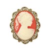 1928 Jewelry Faux Carnelian Cameo Oval Brooch, Great For Dresses,