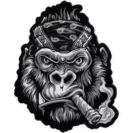 GORILLA w/ BANDANA SMOKING CIGAR BUMPER STICKER TOOLBOX STICKER LAPTOP STICKER