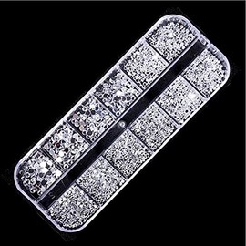 Clear Round Flatback Rhinestones 1.5mm 2mm 3mm with Box, Beauties Factory Mixed Size Transparent Flatback Nail Art Decals Design Crafts Gems