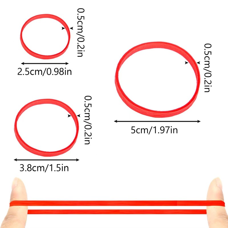 Pack of 150 Rubber Bands, Red Rubber Rings, Natural Rubber,
