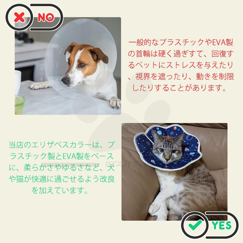 WISSUA エリザベスカラー 軽量 通気性 ケガ 介護 傷舐め防止 引っ掻き防止 猫用 犬用