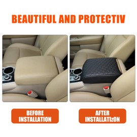 Center Console Armrest Cover Compatible with Nissan Pathfinder 2013-2020/ Infiniti QX60 JX35, Car Armrest Seat Box Cover Protector, Center Console Armrest Cushion Cover Accessories (leather)