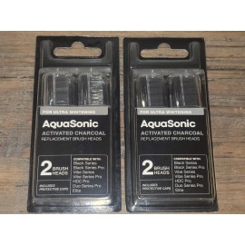 Aquasonic 4 Pack Aquasonic Activated Charcoal Replacement Brush Heads For Ultra Whitening