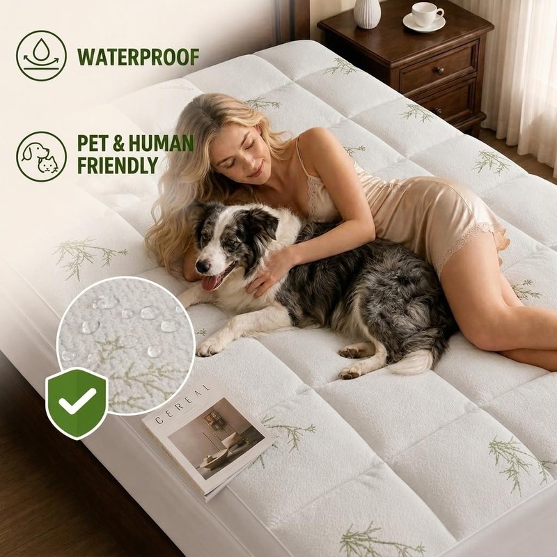 2 Inch Mattress Topper Queen - Viscose Derived from Bamboo,White