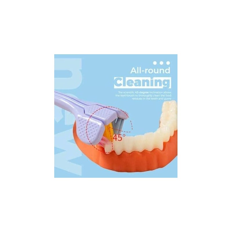 GANPUB 2 Pcs Three-Sided Soft Hair Toothbrush, Deeply and Thoroughly