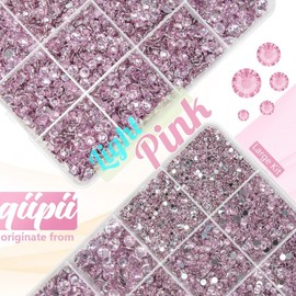 qiipii Light Pink Crystal Resin Rhinestones w B7000 Jewelry Glue for Bedazzling Crafting 2mm 3mm 4mm 5mm 6mm Flatback Stones Diamonds Crystals Gems Charms for Nails Face Eye Makeup Tumblers DIY Crafts