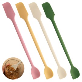 4 Pcs Jar Spatula Long Mini Silicone Spatulas Dual-End Spatulas For Kitchen Cosmetics Multifunctional Tiny Spatula Colorful Reusable For Jars Food Beauty Products Narrow Bottles