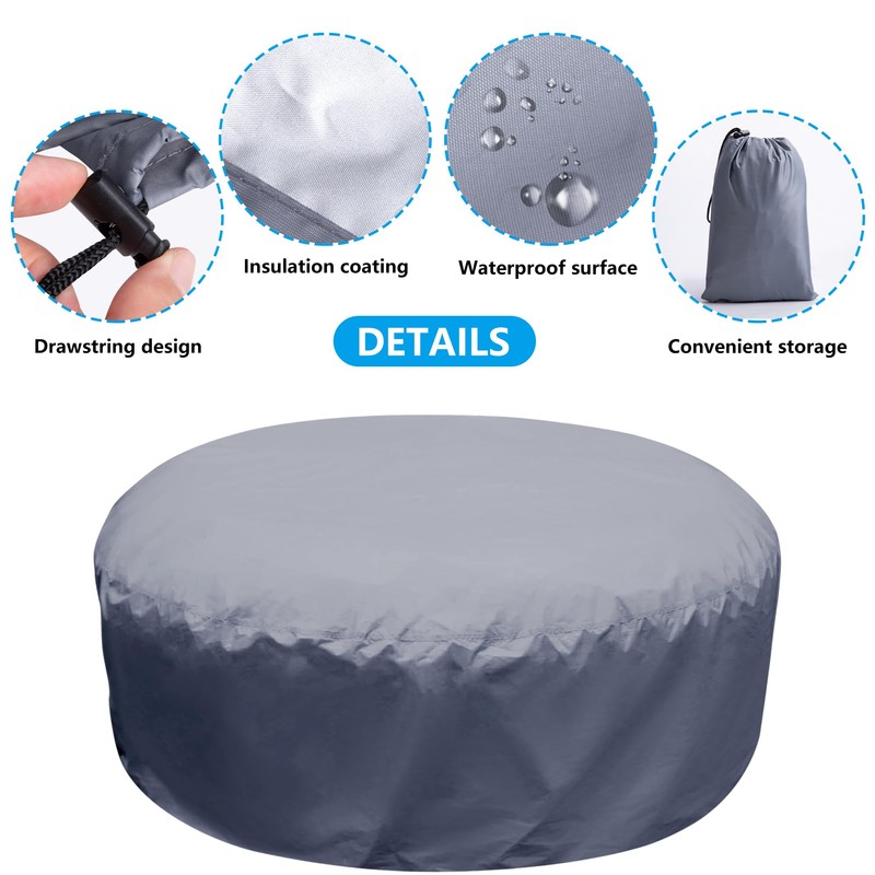 Adnee 85×27.5 Inch Round Hot Tub Full Cover Cap Protector