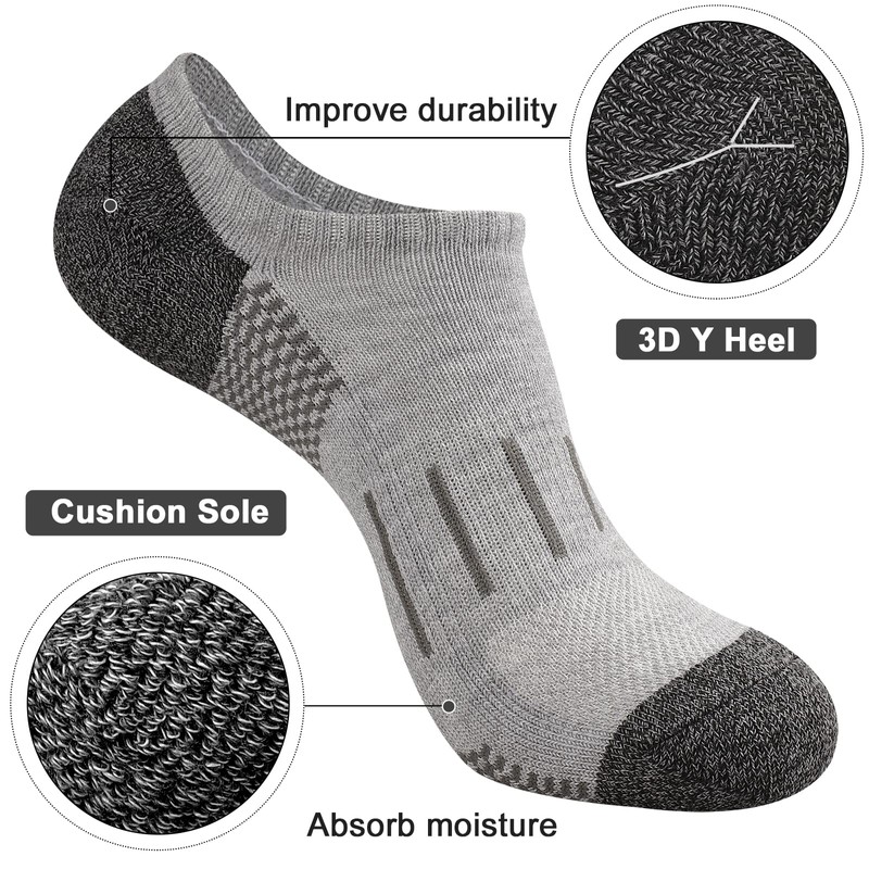 Heatuff No Show Socks Men 7 Pairs Low Cut Athletic