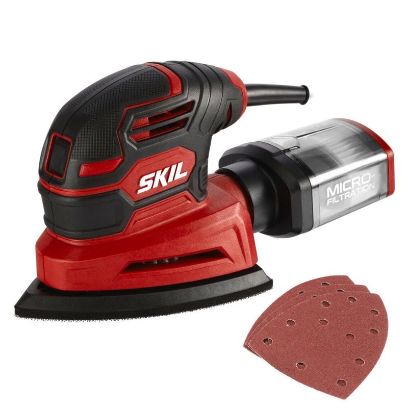 SKIL Corded Detail Sander, Includes 3pcs Sanding Paper and Dust