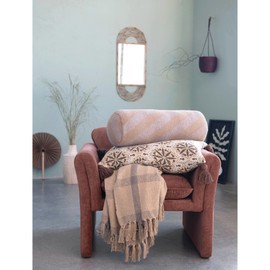 Bloomingville Recycled Cotton Blend Bolster Woven Stripes Pillow, 22" L x 8" W x 0" H, Purple