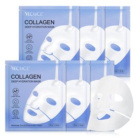 Bio Collagen Face Mask, Intense Hydration, Soothing & Hydrating Overnight Hydrogel Mask, Reduce Fine Lines & Wrinkles, Pore Minimizing, Elasticity Improvement, Anti Aging and Rejuvinating Sheets 12pcs