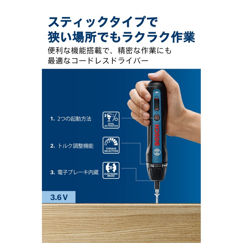 Bosch Professional 3.6V Cordless Screwdriver (Includes 32 Driver Bits, Extension