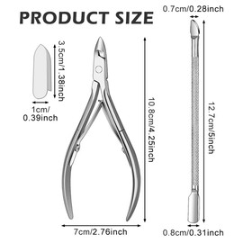 Grovigor Modern Stainless Steel Cuticle Trimmer Set, Cuticle Remover with Cuticle Pusher, Cuticle Nipper, Professional Manicure Pedicure Tools for Fingernails and Toenails