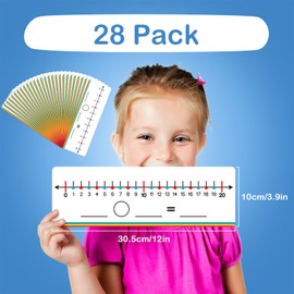 Aizweb 28 Pack Number Line Dry Erase Board Card,12" x 3.9" Small Whiteboard Math Manipulatives Addition Subtraction Game for Student Classroom Must Have Homeschool Teacher Supplies Learning Activities