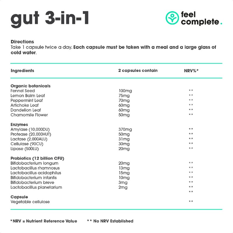 Feel Complete | Gut 3-in-1 | Premium Digestive Supplement |