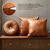 EUCIOR Faux Leather Lumbar Pillow Covers 12x20,Set of 2,Brown Outdoor