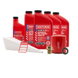 CRAFTSMAN Oil Change Kit compatible with Ford Fusion Hybrid, SSV Plug-In Hybrid 0W-20 Full Synthetic - In The Kit: 4.5 Quarts of Oil, 1 Filter, 1 Drain Plug, 1 Oil Change Sticker (CMXOKLT400359)