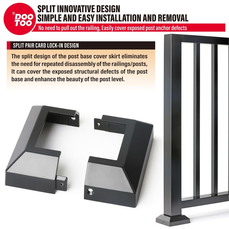 DOOTOO Deck Post Base Covers, Aluminum Post Cover 2.5"x2.5", Split