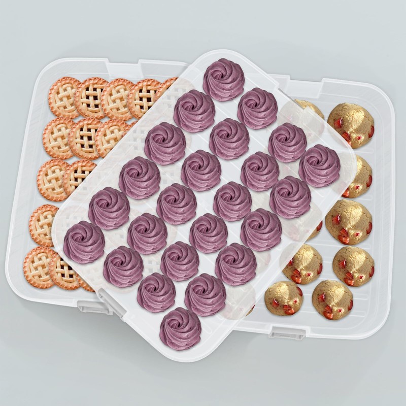 Liatinbo 4-Layer cookie carrier with lid and handle,dessert carrier dumpling