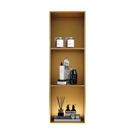 BIXIBIN 3-Tier Recessed Bathroom Shower Shelf in Titanium Gold, Stainless Steel Wall Niche Organizer for Shampoo Toiletries
