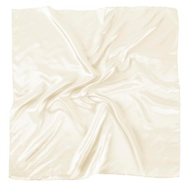 35 inches Solid Color Satin Silk Feeling Formal Large Square Neck Scarf Head Hair Wraps Handkerchief for Women Girls(Beige)
