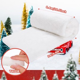 Skylety Christmas Fake Snow Artificial Snow Blanket Roll Christmas Village Decoration Blanket Artificial Snow Blankets White Christmas Decorations Instant Snow(1 Piece,1.3 x 9.8 Feet)