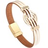 hotoo Leather Bracelet Khaki Circle Wrap Boho Bracelets Cuff Stackable