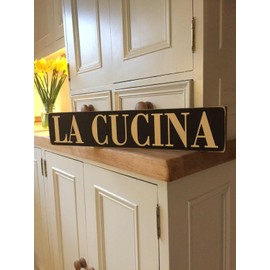 Busppoy Kitchen Signs Wooden La Cucina Italian Vintage Old Food Restaurant Pub Food 4x16 Inch