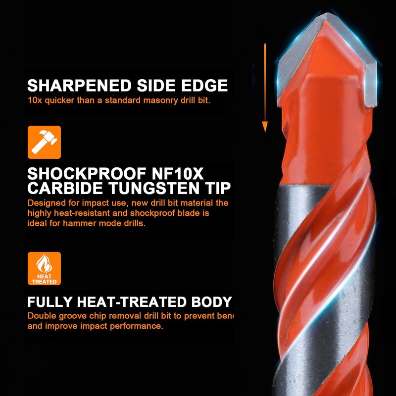 Concrete Carbide Drill Bits Hex Shank Masonry Cement Tile Drill