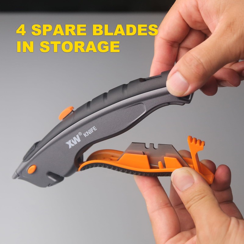 XW Dual-system Safety Utility Knife with Auto-retractable & 3-position Retractable,