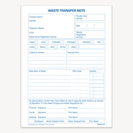 Ocean Pads Waste Transfer Note A5 50 Sets Book 3-Part Carbonless Paper (70055)
