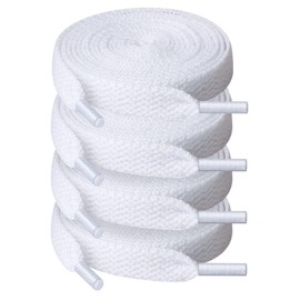 Mythya 4 Pares de Cordones de Zapatos Planos, Agujetas para Tenis, Cordones para Zapatillas Deportivas para Correr Zapatos Cordones de Botas (01-Blanco de 4 pares, 120CM)