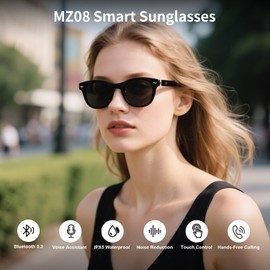 Smart Glasses for Men & Women, Open Ear Bluetooth Polarized Sunglasses with Mic & Speakers, Remote Photography, Hands-Free Calling, Voice Assistant, IPX5 Waterproof, Perfect for Driving/Fishing/Hiking